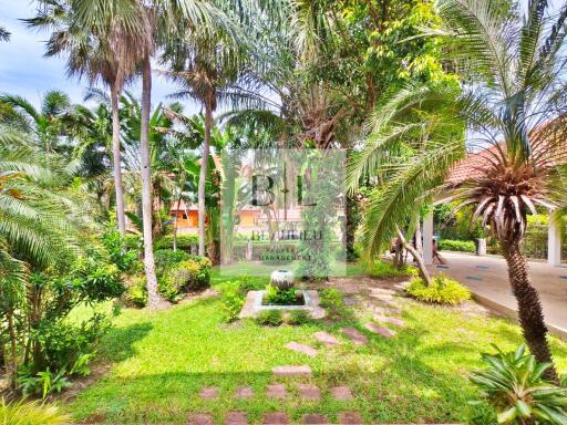 Outdoor garden with fountain