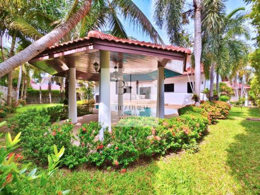 Outdoor living space with garden and gazebo