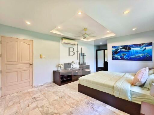 Spacious bedroom with modern decor