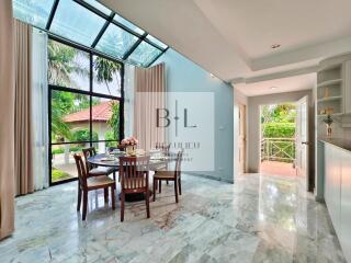 Spacious dining area with natural light