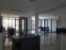 Spacious modern office with glass partitions