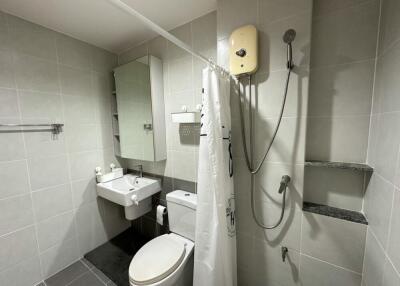 Modern bathroom with shower and toilet