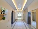 Modern hallway with decorative lighting and polished flooring