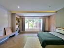 Spacious bedroom with natural lighting