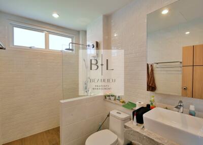 Modern bathroom with shower and sink