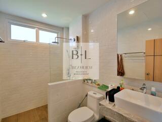 Modern bathroom with shower and sink