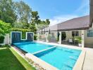 Outdoor pool with patio area