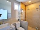 Modern bathroom with shower and vanity