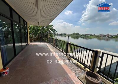 Spacious balcony with lake view