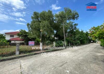 Street view of the neighborhood with trees and a house