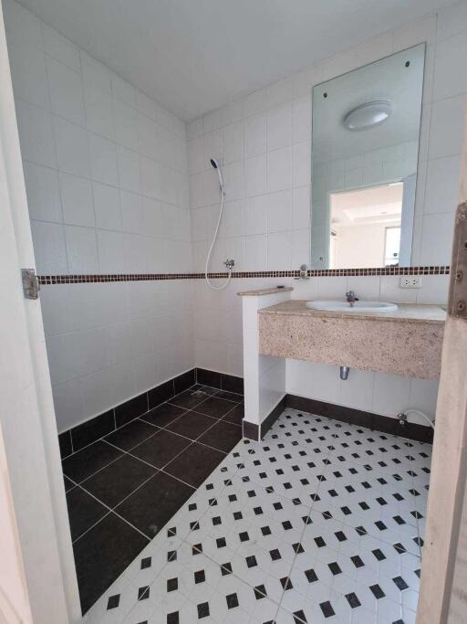 Modern bathroom with shower and sink