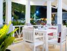 Cozy outdoor balcony with dining area