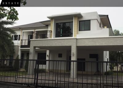 Exterior view of a modern two-story house