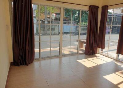 Living room with large sliding glass doors