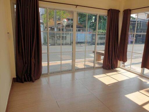 Living room with large sliding glass doors