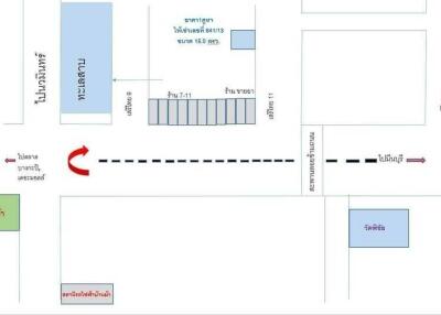 Map showing the layout of the area with different buildings and the directions