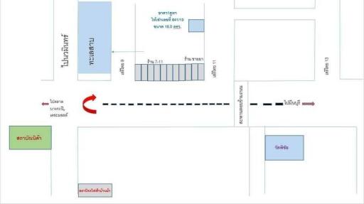 Map showing the layout of the area with different buildings and the directions