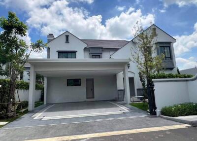 Modern house exterior with garage