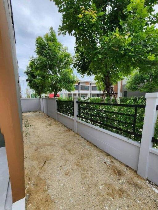 Fenced yard with trees