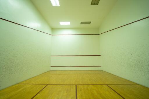 Squash court with wooden flooring