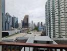 High-rise cityscape view from balcony