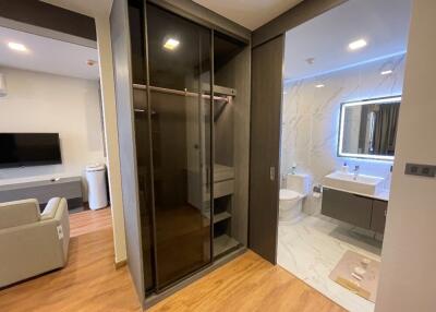 Modern apartment with open living area and bathroom