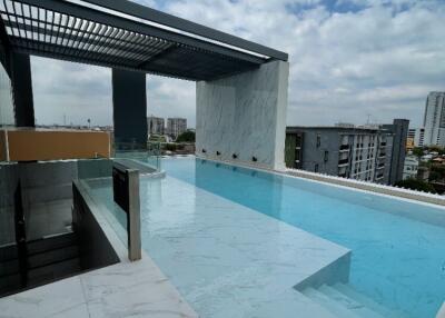 Rooftop infinity pool with city view