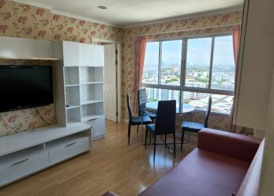 Living room with city view