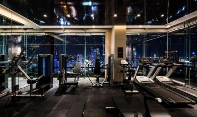 Modern gym with city view