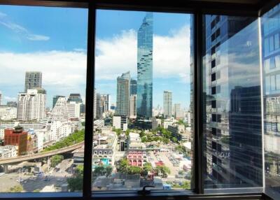 City view from a large window