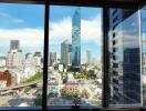 City view from a large window