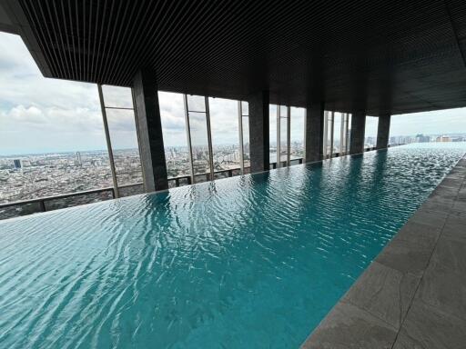 Infinity pool with city view