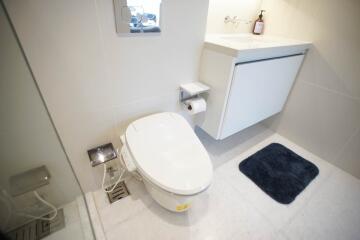 Modern bathroom with toilet and vanity