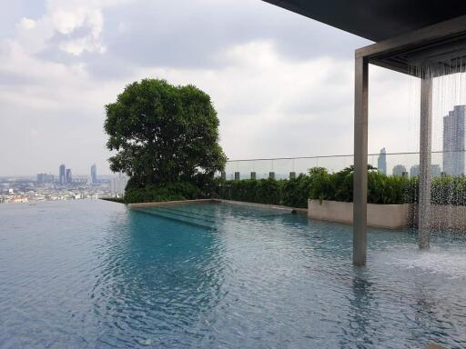 Infinity pool with city view