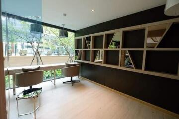 Modern study room with large windows