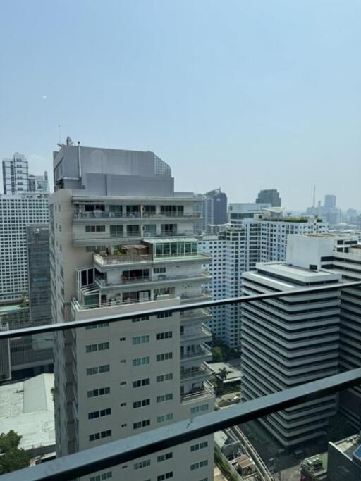 Balcony view of city skyline