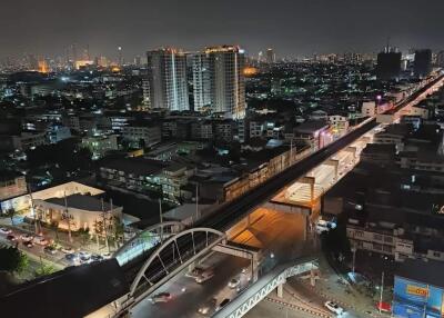 Night view of cityscape with buildings and roads