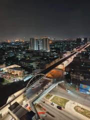 Night view of cityscape with buildings and roads