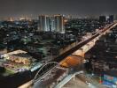 Night view of cityscape with buildings and roads