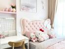 Bedroom with pink decor and plush toys