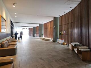 Modern building lobby with seating area