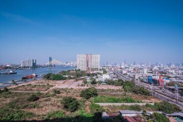 Panoramic view of the city with river and skyscrapers