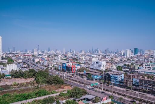 City skyline view with multiple buildings