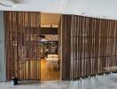 laundry room with wooden slat dividers