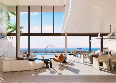 Spacious living room with ocean view