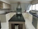 Spacious modern kitchen with island