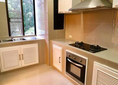 Modern kitchen with stove and sink