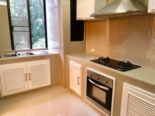 Modern kitchen with stove and sink