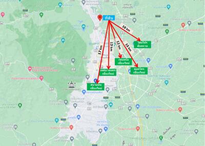 Map showing distances to key locations around the area