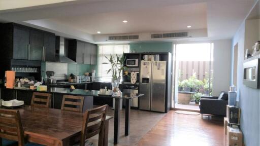 Modern kitchen with dining area and open layout